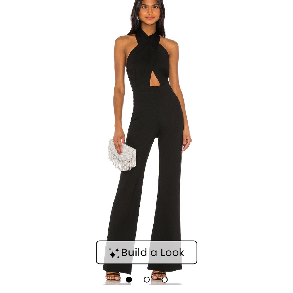 Amanda Uprichard Black Halter Cutout Jumpsuit